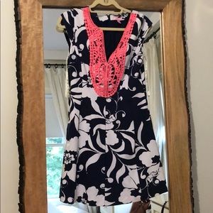 Lilly Pulitzer Navy and Pink Floral Mini Dress